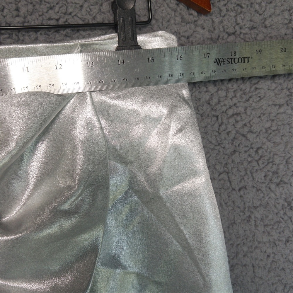 Johnny Wujek Silver Metallic Giant Bow Rave Festival Mini Skirt Women 13 NWT $69 - Picture 10 of 16